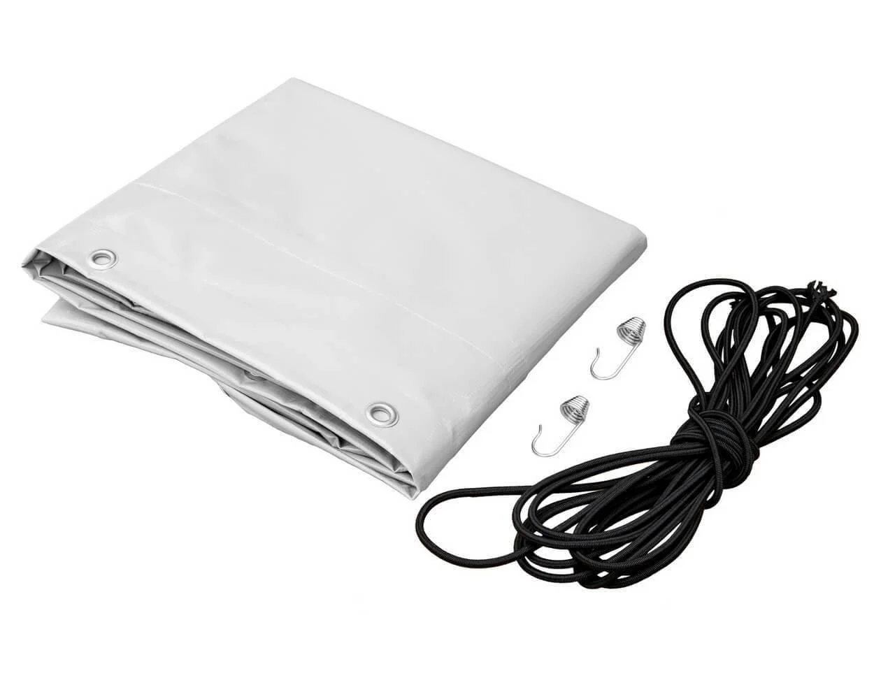 Blaue Flachplane für das Anhängermodell Garden Trailer 150 KIPP. Die Plane ist ideal für alle Anhänger mit einer Gesamttransportflächenlänge von 150 cm und einer Gesamttransportflächenbreite von 106 cm. Die Plane wird mit einer elastischen Kordel zur sicheren Befestigung geliefert.