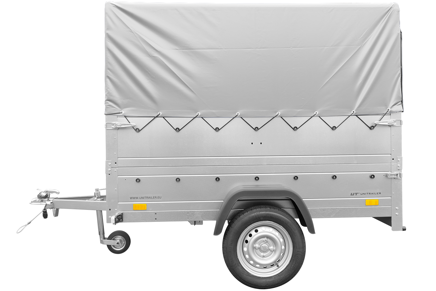 Remorque simple essieu 200×106 avec bâche haute, arceau, rehausses de ridelles et roue jockey – Garden Trailer 200 KIPP